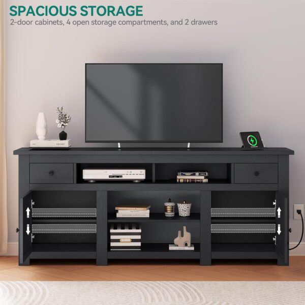 TV Stand, Entertainment Center with Power Outlet for TVs Up to 80 Inch,