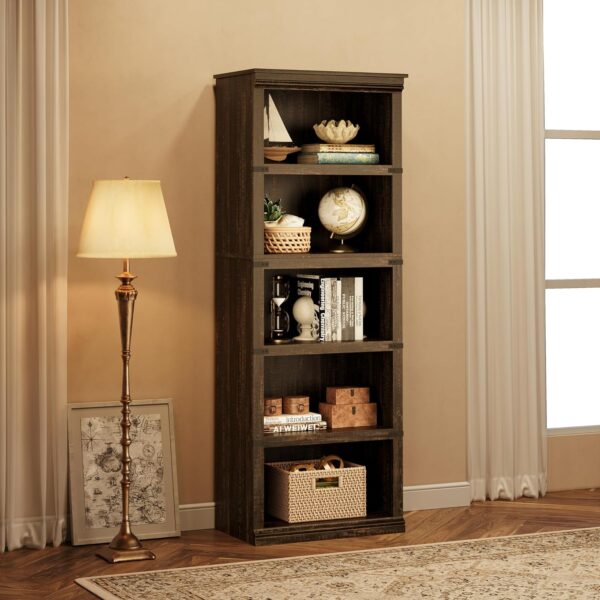 Bookcase, 5-Tier Bookshelf with Open Bookshelves for Storage